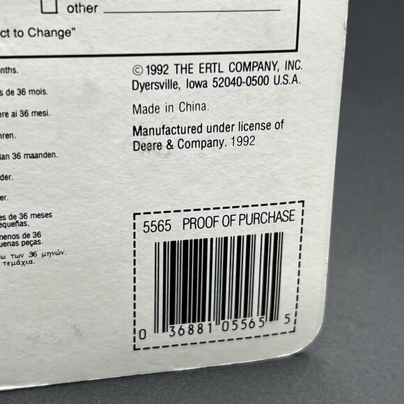 1992 Ertl John Deere 500 Grain Cart Auger Hitches to any 1/64 Scale Tractor 5565 - Picture 6 of 9